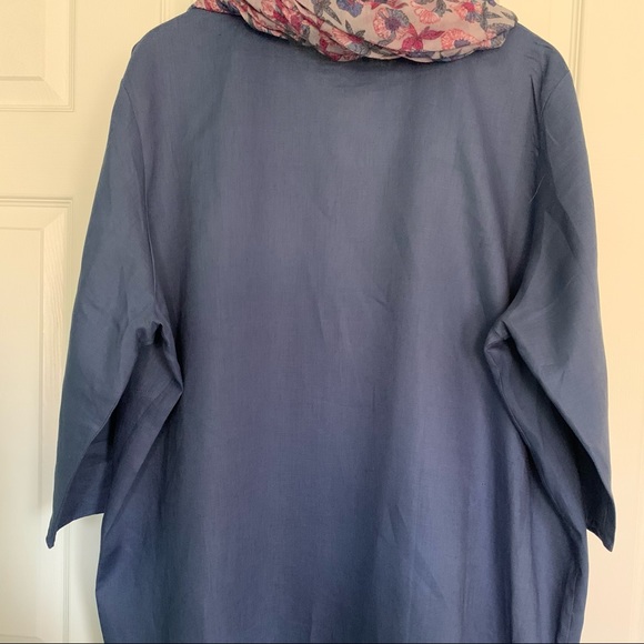 Ulla Popken Dusty Blue Linen Relaxed Fit Shirt 20/22 - Picture 8 of 16